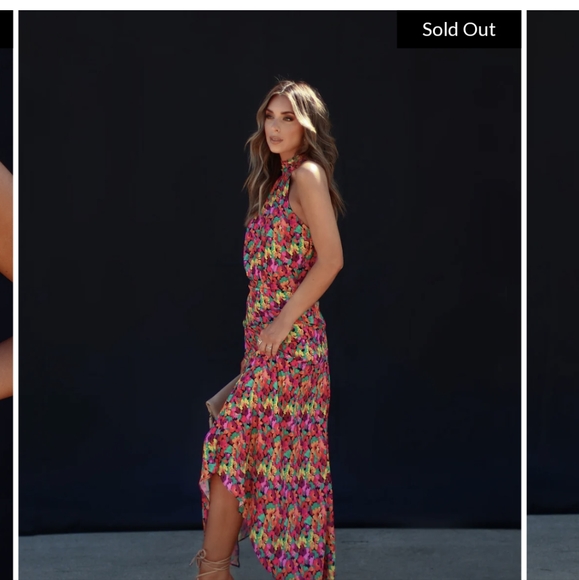 Floral halter midi dress - Picture 3 of 5